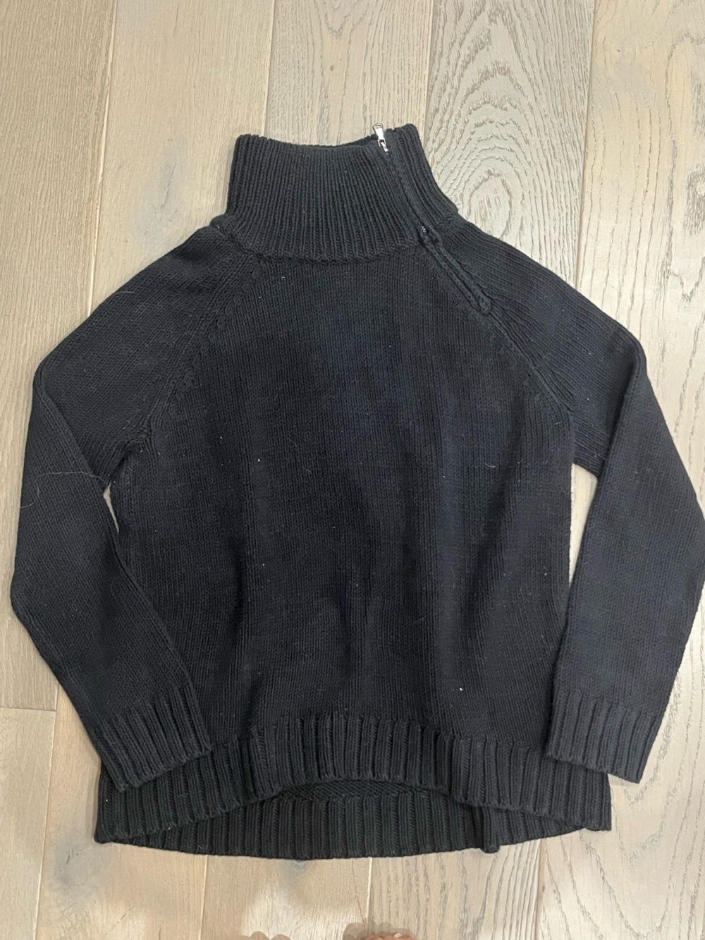 Lisa Todd Black Ribbed Half-Zip Turtleneck Sweater